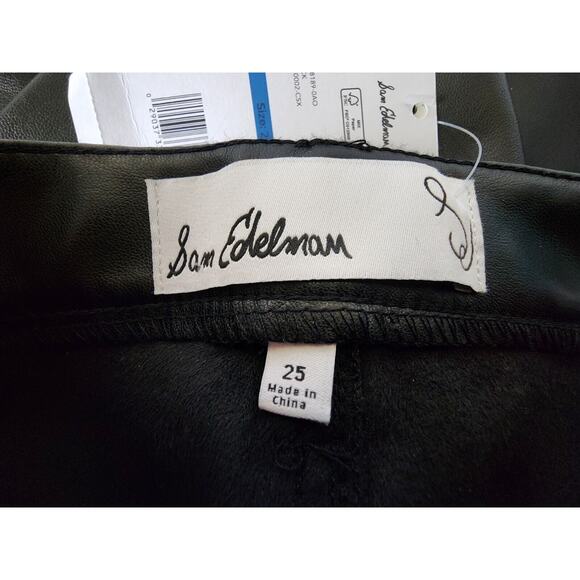 SAM EDELMAN sz 25 Black Faux Leather High Rise Skinny Ankle Pants Jeans Leggings - Picture 6 of 10